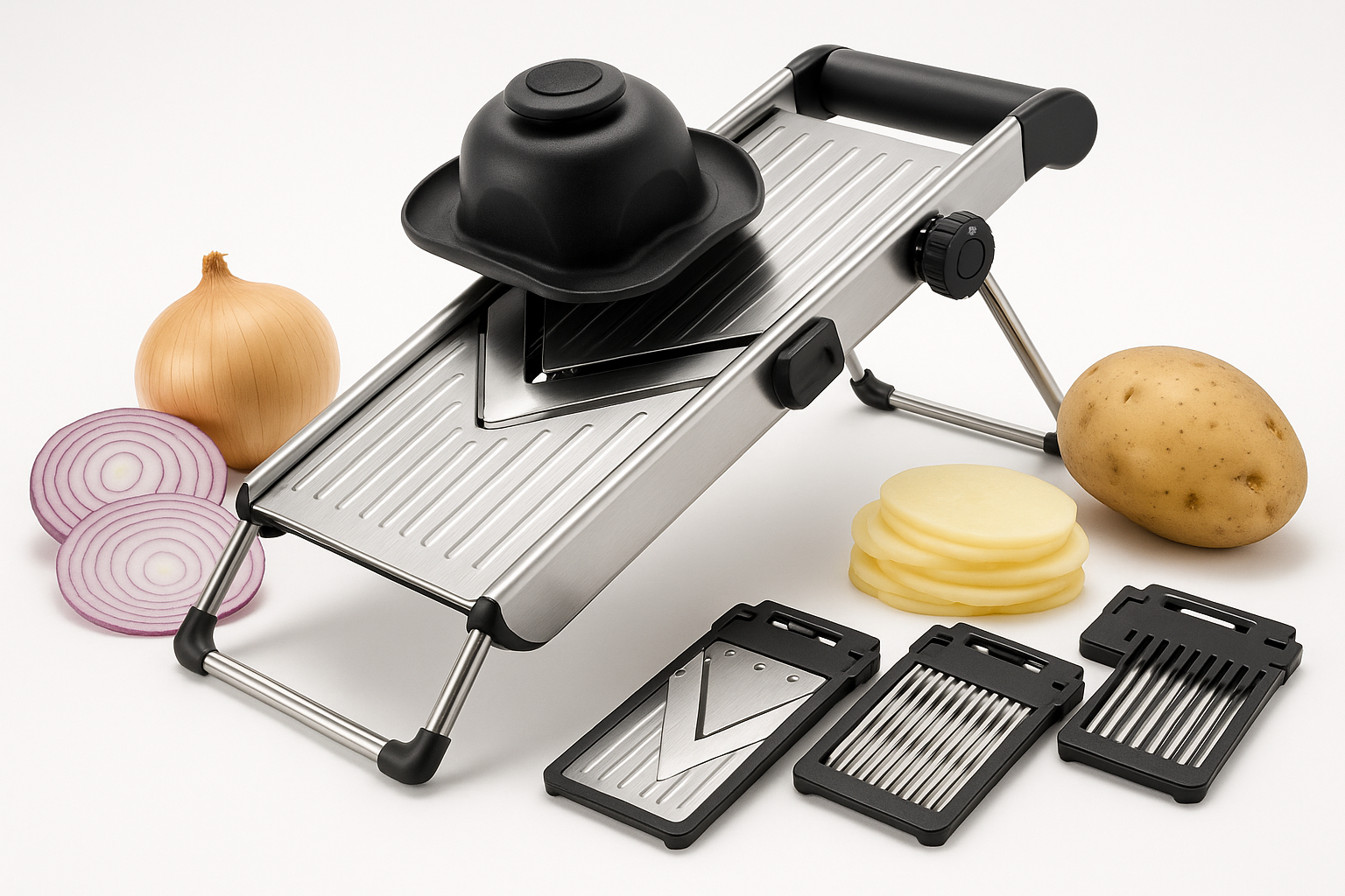 5-Blade Adjustable Mandoline Slicer - 1 Set Stainless Steel Vegetable Slicer - Professional Vegetable Grater Onion Graters Potato