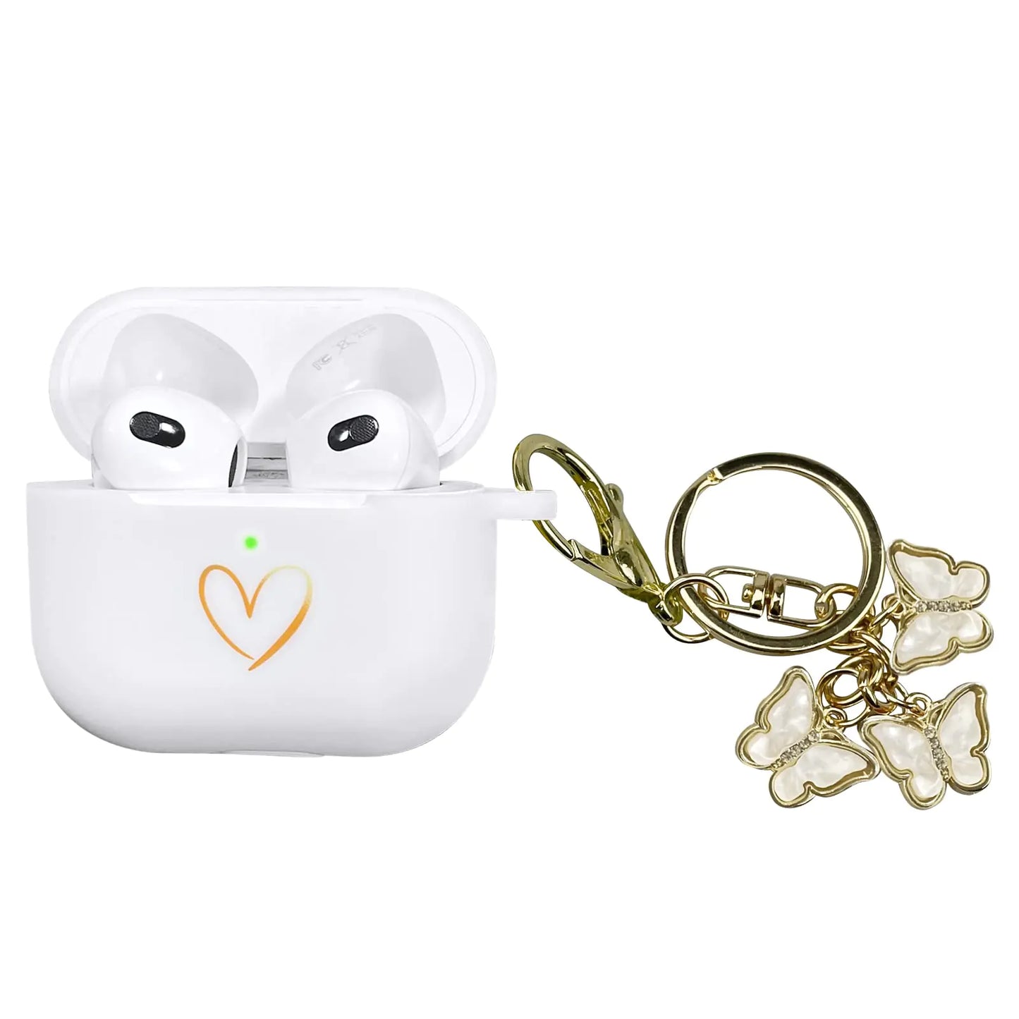 Compatible with AirPods 3 Case Cover 2025 Soft Silicone Case with Gold Heart Pattern for AirPods