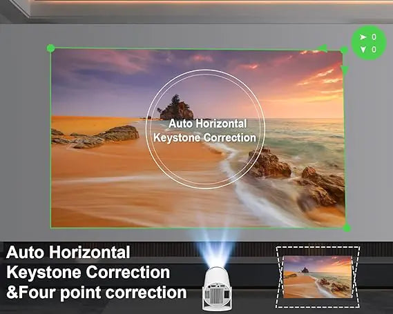 Mini Projector 4K 1080P Support, WiFi6 BT 5.0 Android 11, Smart Projector Auto Horizontal Correction,180°Rotatable